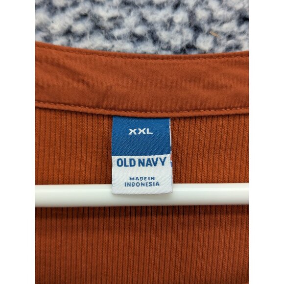 Old Navy Puff Sleeve Ribbed Top Womens 2XL Cottagecore Peasant Boho Burnt Orange - Picture 12 of 13